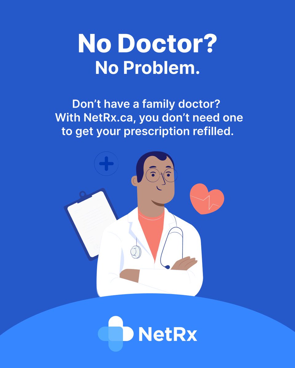 NetRx_Canada's tweet photo. You don't have a family doctor? No problem. Get you prescription refills online with https://t.co/VWXMT4vVUE 👩‍⚕️ Canada's online clinic 🇨🇦 

➡️ Select your treatment
➡️ Health spending elegible
➡️ Free and fast shipping

https://t.co/ukMSQDW05r https://t.co/MbAYioiPEB
