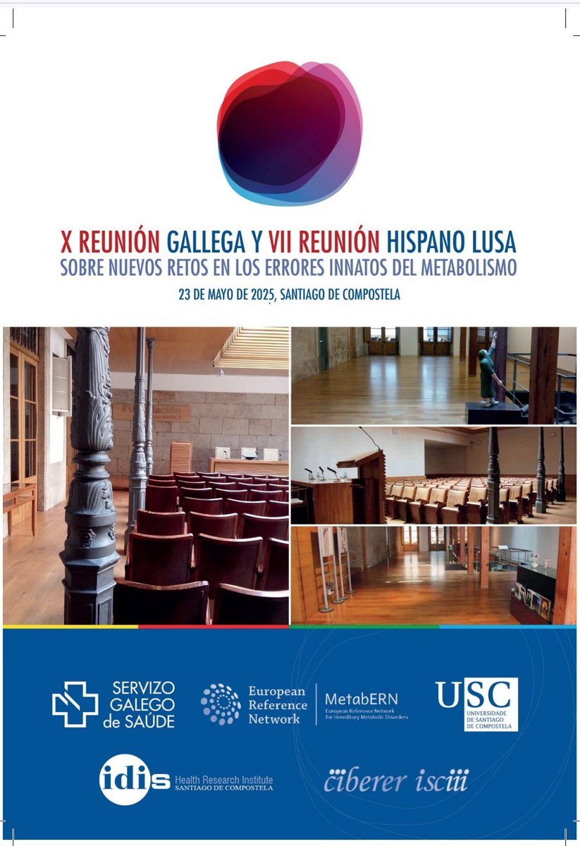 🇵🇹🇪🇸Próximo día 23 celebramos la VII Reunión Hispanolusa en Errores Innatos del metabolismo. 
Hablamos de #Cribadogenético, #Fabry, #Manosidosis, #Adrenoleucodistrofia...
Aval de <a href="/Aecom_EIM/">AECOM, Asociación Española para estudio de los ECM</a> <a href="/SanidadeXunta/">Consellería de Sanidade</a> <a href="/idis_research/">Instituto de Invest. Sanitaria de Santiago (IDIS)</a> @CIBERER <a href="/UniversidadeUSC/">USC</a> <a href="/Metab_ERN/">MetabERN</a>
compostelacongresos.com/project/x-reun…