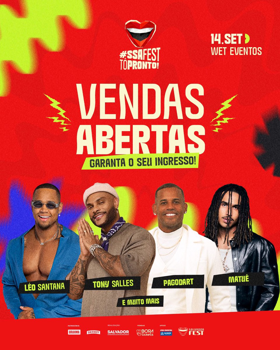 ssafest's tweet photo. E já cheguei com novidades! Essas são as primeiras atrações confirmadas do Salvador Fest 2025 😎
Às vendas já estão abertas pra você meter mão no seu ingresso e garantir logo! 💥

link: https://t.co/cCkN8MTAFF https://t.co/uYhn5bqayE