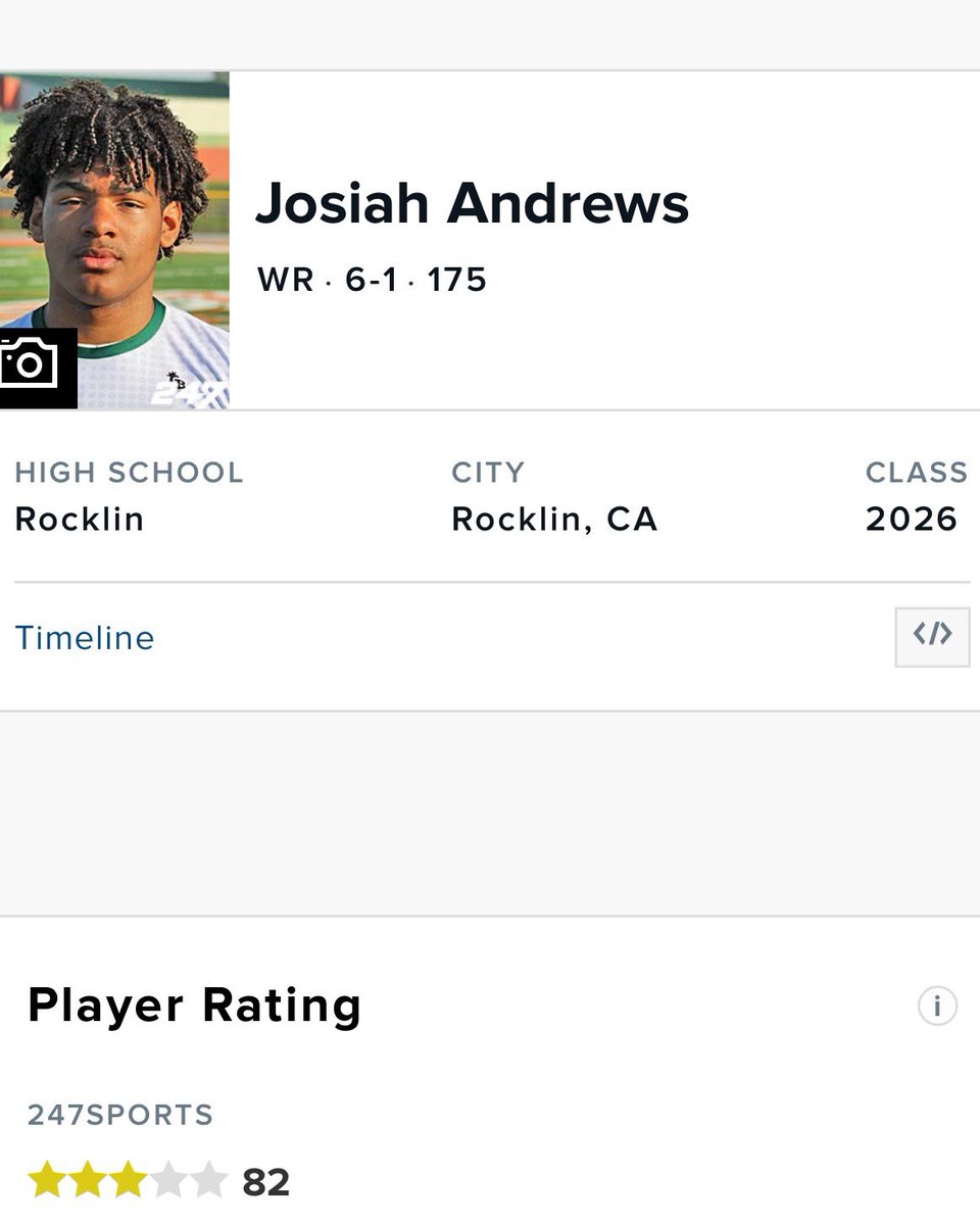 Josiah Andrews (@jodeedrews) on Twitter photo Blessed to be named a 3 star by <a href="/247Sports/">247Sports</a>!
<a href="/BrandonHuffman/">Brandon Huffman</a> <a href="/RocklinFootball/">Rocklin Football</a> <a href="/CoachWHerndon/">Warner Herndon</a> <a href="/Coachjasonadams/">Jason Adams</a> Blessed to be named a 3 star by <a href="/247Sports/">247Sports</a>!
<a href="/BrandonHuffman/">Brandon Huffman</a> <a href="/RocklinFootball/">Rocklin Football</a> <a href="/CoachWHerndon/">Warner Herndon</a> <a href="/Coachjasonadams/">Jason Adams</a>