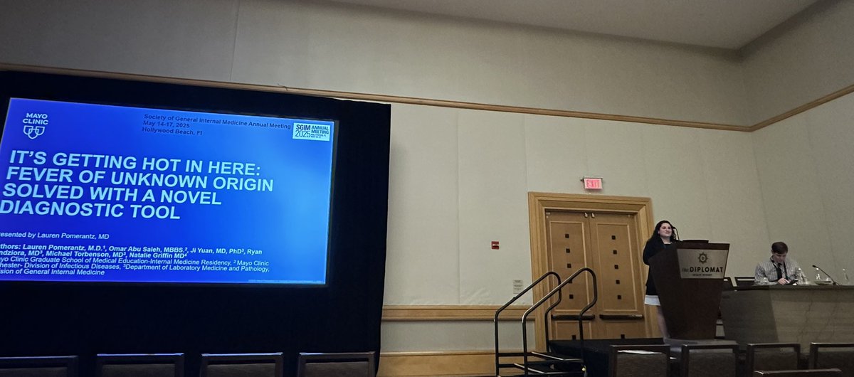 PomerantzLauren's tweet photo. Enjoyed presenting this interesting fever of unknown origin case and getting to discuss microbial cell free DNA testing (imo the future of ID) @ @SocietyGIM! Big thank you to all the co-authors for their support and guidance for this work! @MayoMN_IMRES https://t.co/sOakjtzARk