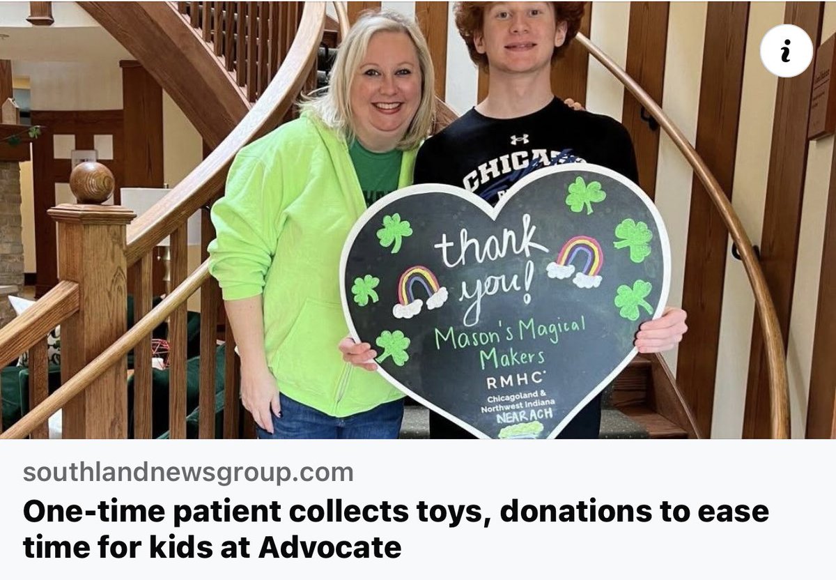 Thank you @SouthlandNewsGroup
for a great article on <a href="/MasonMeskimen_/">Mason Meskimen</a>  and his service project for <a href="/AdvocateKids/">Advocate Children's Hospital</a>