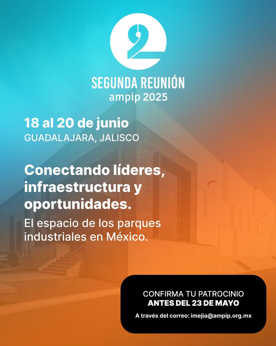 AMPIP Asociación Mexicana de Parques Industriales (@ampip) on Twitter photo ¡Únete a la Segunda Reunión AMPIP 2025!
<a href="/jorgeavalosc/">Jorge Ávalos</a> <a href="/ClaudiaEstevesC/">Claudia Esteves Cano</a>
#parquesindustrialesampip #segundareuniónampip2025 ¡Únete a la Segunda Reunión AMPIP 2025!
<a href="/jorgeavalosc/">Jorge Ávalos</a> <a href="/ClaudiaEstevesC/">Claudia Esteves Cano</a>
#parquesindustrialesampip #segundareuniónampip2025
