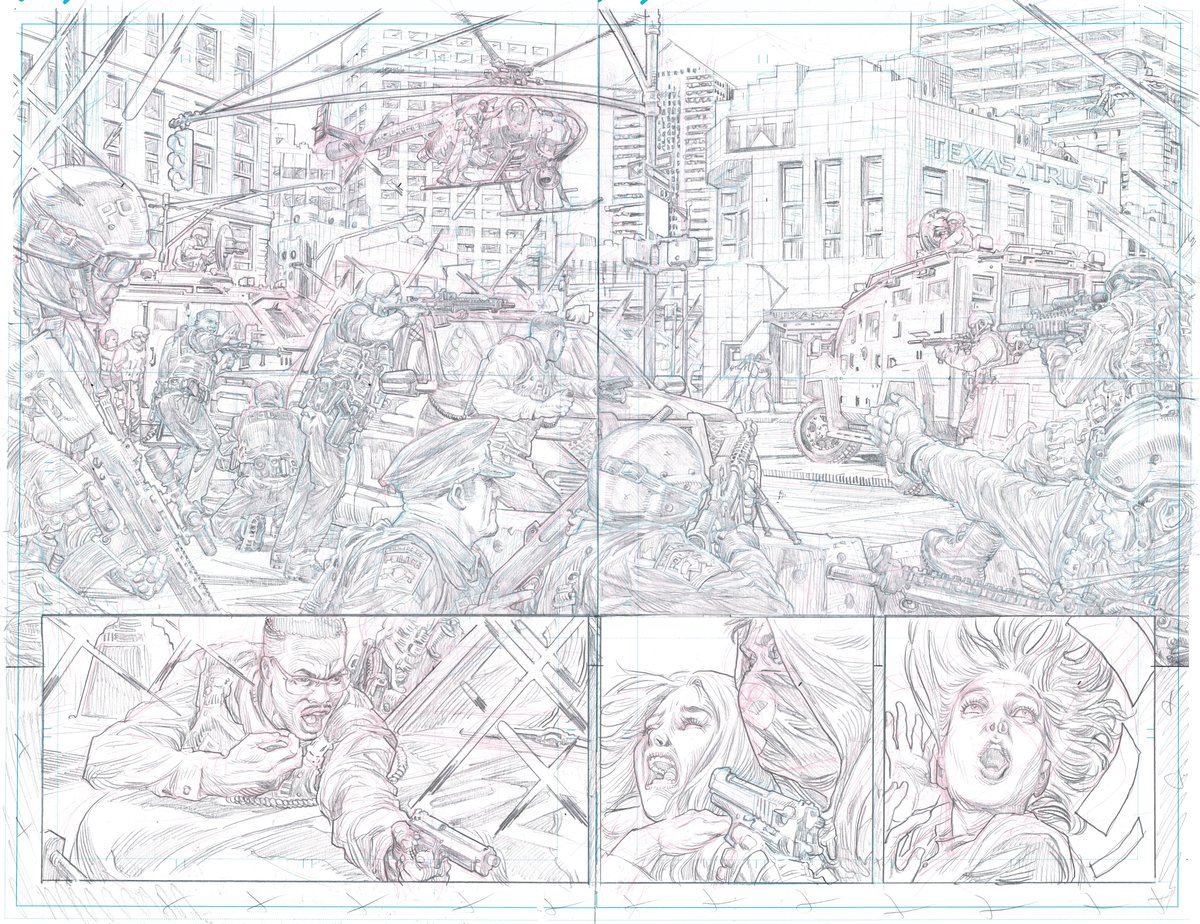 TG_inks's tweet image. Alphacore #1 double page.
Pencil: @joebennettcomic
Digital Ink: Me 😎