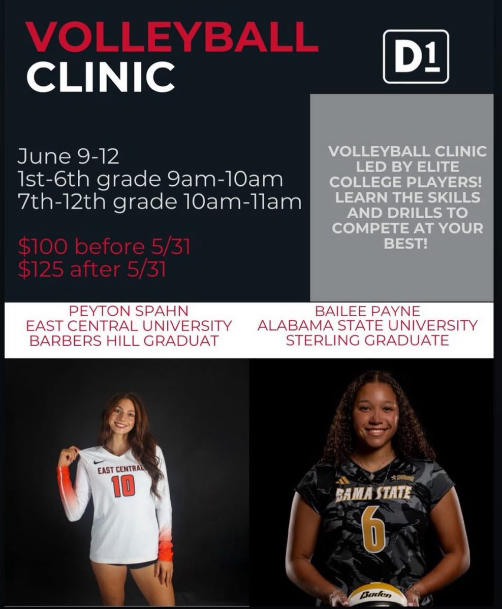 Train to Perform 🏐🏐🏐‼️
<a href="/BarbersHillVB/">Barbers Hill Volleyball</a> <a href="/bhmsngirlsath/">BHMSN Girls Athletics</a> <a href="/BHMSSGirlsAth/">BHMSS Girls Athletics</a> <a href="/peytonspahn/">Peyton Spahn</a> <a href="/BaileePayne24/">Bailee Payne 🐝🖤💛🐝</a> <a href="/CoachHanf11/">Lacy Hanf</a> <a href="/arainey211/">Amber Rainey</a> <a href="/tracimelancon/">Traci George</a> <a href="/_barkersarah/">Sarah Aguilar</a> <a href="/BH_Athletics/">Barbers Hill Athletics</a>