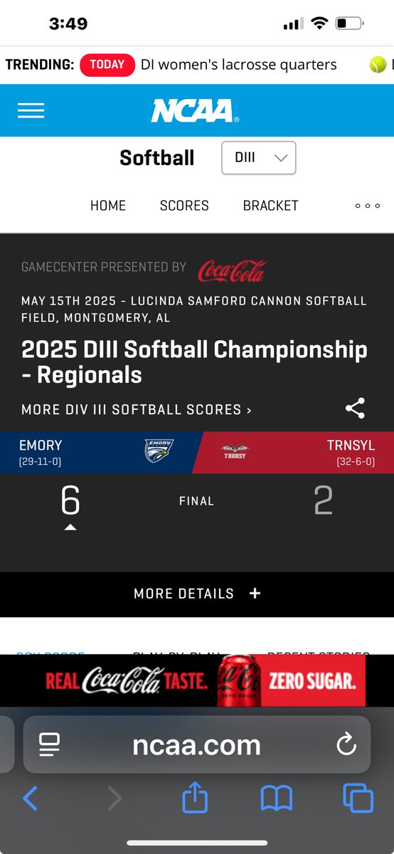 Great start to postseason for ⁦<a href="/EmorySoftball/">Emory Softball</a>⁩ ⁦<a href="/EmoryAthletics/">Emory Athletics</a>⁩