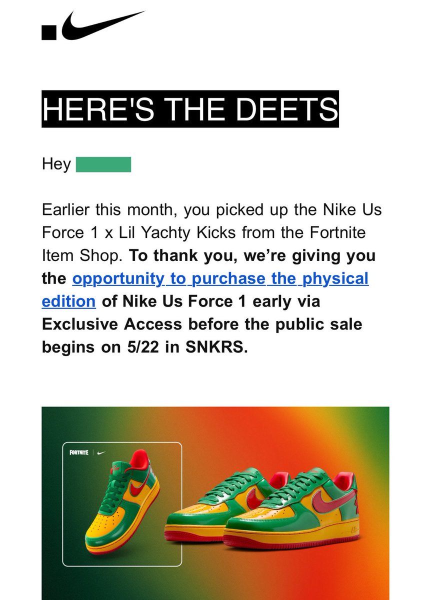 tstylezswoosh's tweet image. ✔️it’s us! @lilyachty
For the first time ever, @dotSWOOSH links up with ‘Concrete Boy Boat’ to give early access to all members who purchased Lil Yachty’s Nike US Force 1 on Fortnite & connected their Nike account to their Epic Games account.
