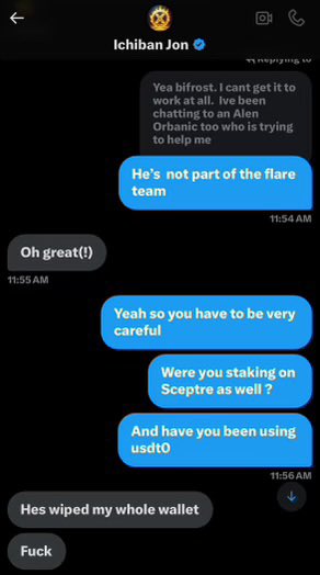 Hodl_Dee's tweet photo. @FlareNetworks Dr. Alen - is a scammer be careful❌ DO NOT INTERACT  - please report this account to protect others! https://t.co/loMo40jPH4