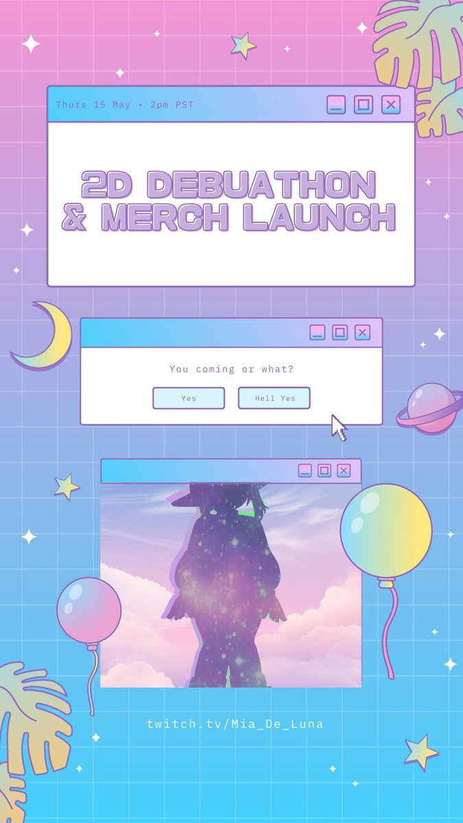Mia_De_Luna's tweet photo. 🚀 WE’RE LIVE! 🌙✨ Join me for the Debuathon + Merch Launch — 2D debut, games, giveaways + fun! 💜

Watch: https://t.co/ozU1rSlYvj

#VTuber #Debuathon #MerchLaunch #LiveNow https://t.co/7KMlrdxdy4