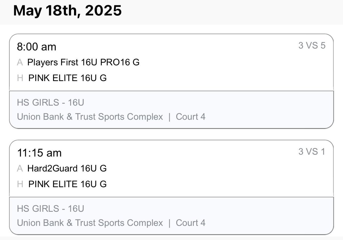 pinkelitebasketball (@pinkeliteclub) on Twitter photo Pink Elite 2027 National is ready to compete this weekend <a href="/PRO16G/">NXTPRO Girls League</a> Live Session in Omaha! See you on the hardwood πͺπ½ <a href="/AubreySpy11/">Aubrey Spychalski</a> <a href="/amanimeeks3/">Amani Meeks</a> <a href="/lelanie_posada/">Lelanie_Posada</a> <a href="/KennadyKotowski/">Kennady Kotowski</a> <a href="/akritzer_09/">Annabelle Kritzer</a> <a href="/EmmaBirsa/">Emma Birsa</a> <a href="/NicoleD2027/">Nicole Douglas</a> <a href="/MiaMolis/">Mia Molis</a> <a href="/MaceyM2027/">Macey Mills</a> <a href="/_CoachAHill/">Coach Antwan Hill</a> Pink Elite 2027 National is ready to compete this weekend <a href="/PRO16G/">NXTPRO Girls League</a> Live Session in Omaha! See you on the hardwood πͺπ½ <a href="/AubreySpy11/">Aubrey Spychalski</a> <a href="/amanimeeks3/">Amani Meeks</a> <a href="/lelanie_posada/">Lelanie_Posada</a> <a href="/KennadyKotowski/">Kennady Kotowski</a> <a href="/akritzer_09/">Annabelle Kritzer</a> <a href="/EmmaBirsa/">Emma Birsa</a> <a href="/NicoleD2027/">Nicole Douglas</a> <a href="/MiaMolis/">Mia Molis</a> <a href="/MaceyM2027/">Macey Mills</a> <a href="/_CoachAHill/">Coach Antwan Hill</a>