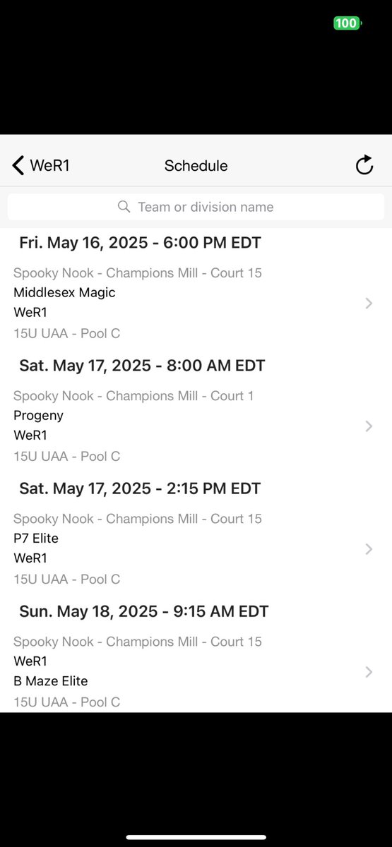 Here is my schedule for this weekend with the 15u <a href="/WeR1Basketball/">WE R1 Basketball</a> on the UAA circuit session 2 in Hamilton , OH. The game schedule is below :