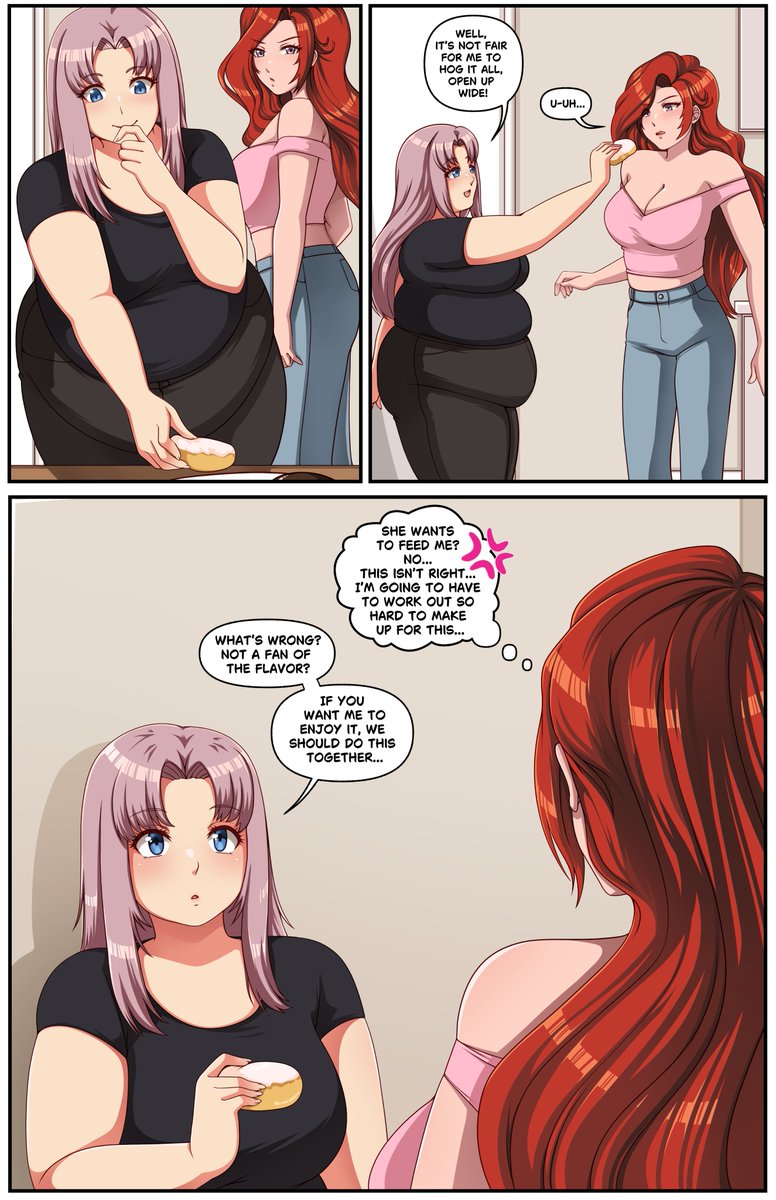 Page 30 of my comic Doughnation Dependency Page 41 is up on Pa/t/r/e/o/n. Come on, eat the donut, you know you want to! Oh... wait? Does she not want to?