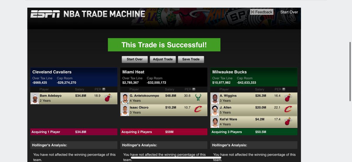 cduffner5's tweet photo. Shoutout to my boy Aidan for firing up the trade portal. 

Potential 3 team deal to make this work?? 

Cavs get instantly better and Miami frees up space for Giannis while still maintaining a great center.

#LetEmKnow 

@HoodiGarland what we thinking?? https://t.co/DmB7uS3A7Q