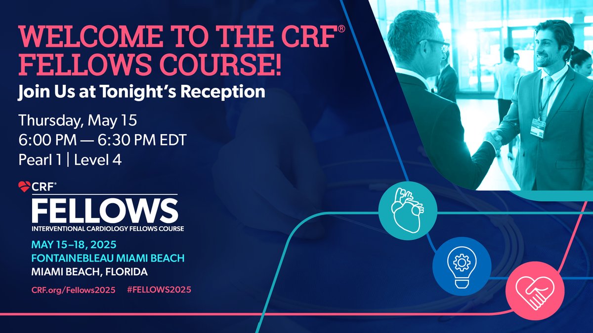 Cardiovascular Research Foundation (@crfheart) on Twitter photo 🎉 Welcome to #Fellows2025! 🎉Join us tonight to celebrate 30 years of excellence and kick off this unforgettable experience of learning, growth, and connection. 🥂 See you there! #CardioEd #CardioResearch <a href="/sahilparikhmd/">Sahil A. Parikh, MD</a> <a href="/mbmcentegart/">Margaret McEntegart</a> <a href="/jgranadacrf/">Juan F. Granada</a> <a href="/djc795/">David J. Cohen, MD, MSc</a> <a href="/triciarawh/">Tricia Rawh</a> <a href="/TCTMD/">TCTMD</a> 🎉 Welcome to #Fellows2025! 🎉Join us tonight to celebrate 30 years of excellence and kick off this unforgettable experience of learning, growth, and connection. 🥂 See you there! #CardioEd #CardioResearch <a href="/sahilparikhmd/">Sahil A. Parikh, MD</a> <a href="/mbmcentegart/">Margaret McEntegart</a> <a href="/jgranadacrf/">Juan F. Granada</a> <a href="/djc795/">David J. Cohen, MD, MSc</a> <a href="/triciarawh/">Tricia Rawh</a> <a href="/TCTMD/">TCTMD</a>
