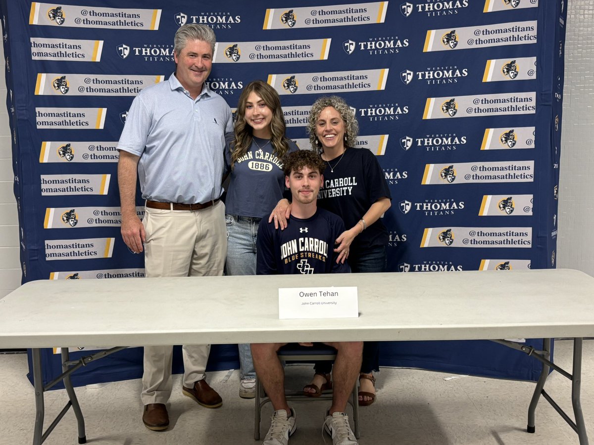 Thomas Athletics (@thomasathletics) on Twitter photo Congratulations to Owen T as he has decided to continue his athletics and academics at <a href="/JohnCarrollU/">John Carroll University</a> @Johncarrol <a href="/JCUMGolf/">JCU Men's Golf</a>
<a href="/ThomasTitans/">Webster Thomas HS</a> <a href="/WCSDProud/">One Webster</a> Congratulations to Owen T as he has decided to continue his athletics and academics at <a href="/JohnCarrollU/">John Carroll University</a> @Johncarrol <a href="/JCUMGolf/">JCU Men's Golf</a>
<a href="/ThomasTitans/">Webster Thomas HS</a> <a href="/WCSDProud/">One Webster</a>