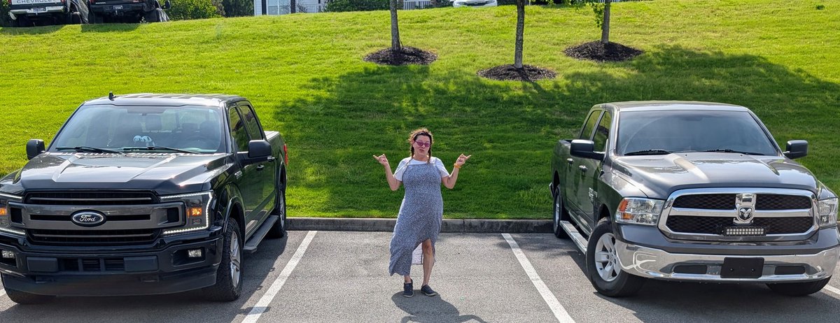 Did I work today?
Yes.
Do I work tomorrow?
Yes.
Current situation:
Driving one of these trucks to Mississippi.

How did I let my son hoodwink me into this?!
Which one should he keep?