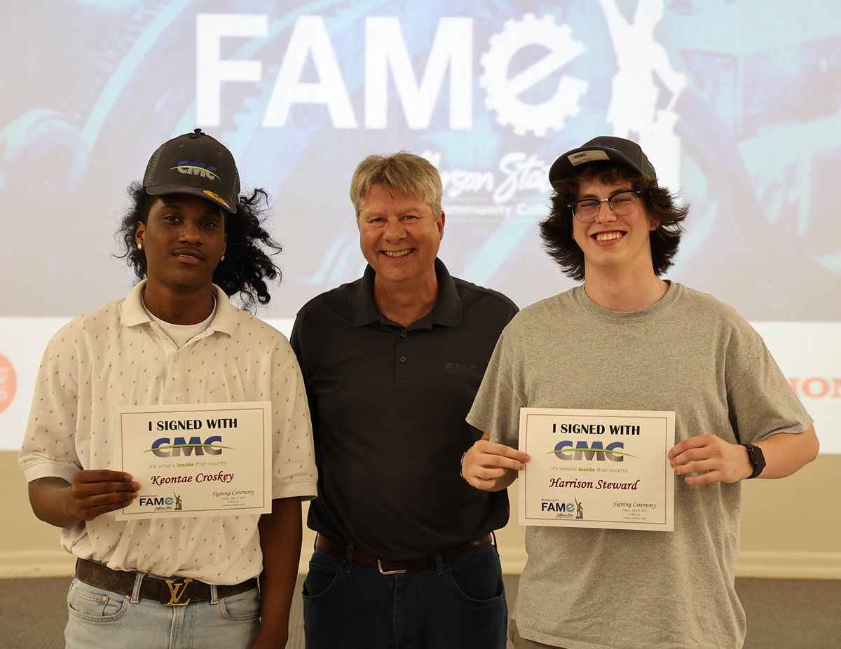 jeffstate's tweet image. Students Commit to Manufacturing Leaders on Signing Day
JSCC students committed to several of Alabama’s leading #manufacturing companies during the Magic City FAME Chapter signing day ceremony. More at jeffersonstate.edu/fame.