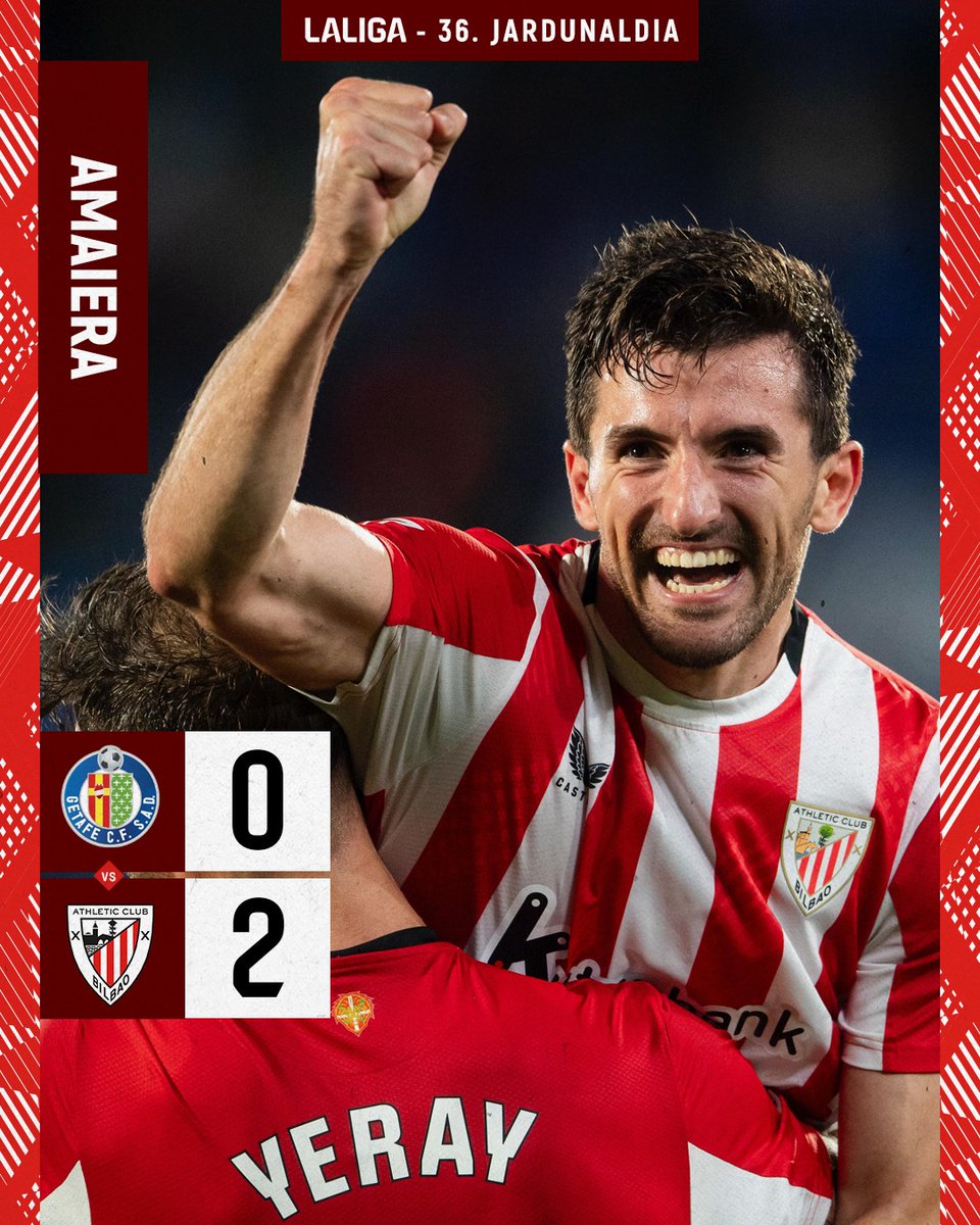 Athletic Club (@athletic_eus) on Twitter photo 🥳 𝗔𝗔𝗔𝗔𝗠𝗔𝗔𝗔𝗔𝗜𝗜𝗜𝗜𝗘𝗘𝗘𝗘𝗥𝗔𝗔𝗔𝗔! 𝗚𝗢𝗢𝗢𝗢𝗢𝗔𝗔𝗔𝗔𝗔𝗭𝗘𝗘𝗘𝗘𝗘𝗡 👏
Athleticek etxetik kanpo irabazi dio Getaferi eta <a href="/ChampionsLeague/">UEFA Champions League</a>-rako sailkapena ziurtatu du.
🙌 Handia egin duzue, mutilak!
#GetafeAthletic #AthleticClub 🦁 🥳 𝗔𝗔𝗔𝗔𝗠𝗔𝗔𝗔𝗔𝗜𝗜𝗜𝗜𝗘𝗘𝗘𝗘𝗥𝗔𝗔𝗔𝗔! 𝗚𝗢𝗢𝗢𝗢𝗢𝗔𝗔𝗔𝗔𝗔𝗭𝗘𝗘𝗘𝗘𝗘𝗡 👏
Athleticek etxetik kanpo irabazi dio Getaferi eta <a href="/ChampionsLeague/">UEFA Champions League</a>-rako sailkapena ziurtatu du.
🙌 Handia egin duzue, mutilak!
#GetafeAthletic #AthleticClub 🦁