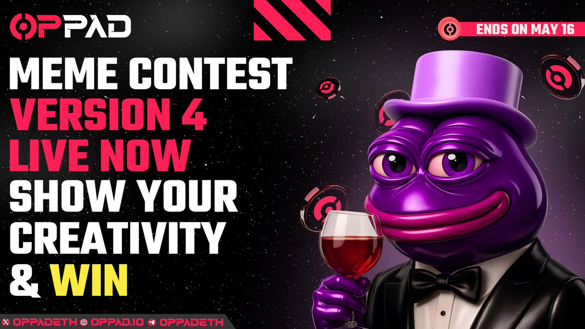 🔴OPPAD MEME CONTEST - EXTENDED – WIN ETHEREUM

Think you can make the funniest Oppad-related meme? Here’s your chance to win Ethereum💰

🏆 PRIZES
🥇 1st Place - $1000
🥈 2nd &amp; 3rd Place - $500
🥉 4th &amp; 5th &amp; 6th - $200

📊 WINNERS SELECTION:

The top 6 memes with the most likes