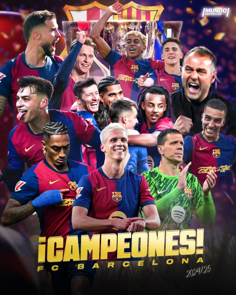 🔵🔴 𝐄𝐋 𝐅𝐂 𝐁𝐀𝐑𝐂𝐄𝐋𝐎𝐍𝐀 𝐄𝐒 𝐂𝐀𝐌𝐏𝐄𝐎́𝐍 𝐃𝐄 𝐋𝐀𝐋𝐈𝐆𝐀

🏆 Los de Flick ganan al Espanyol con un GOLAZO de Lamine Yamal y otro de Fermín y certifican su 28º título de Liga

👏 Temporada ESPECTACULAR del Barça