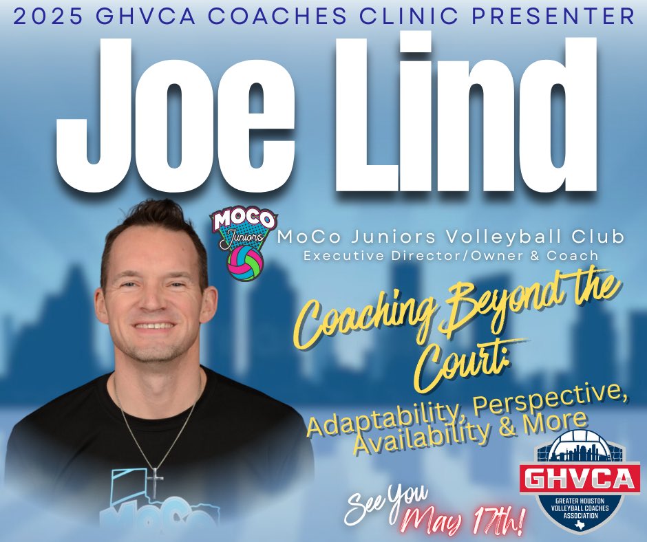 🚨🚨PRESENTER ALERT 🚨🚨
MoCo Juniors Executive Director/Owner, Joe Lind will present “Coaching Beyond the Court: Adaptability, Perspective, Availability &amp; more” at the GHVCA Coaches Clinic THIS Saturday at Deer Park HS! You can register at the door! <a href="/MoCoJrsVBC/">MoCo Juniors 🏐</a> <a href="/CoachJoeLind/">Joe Lind</a>