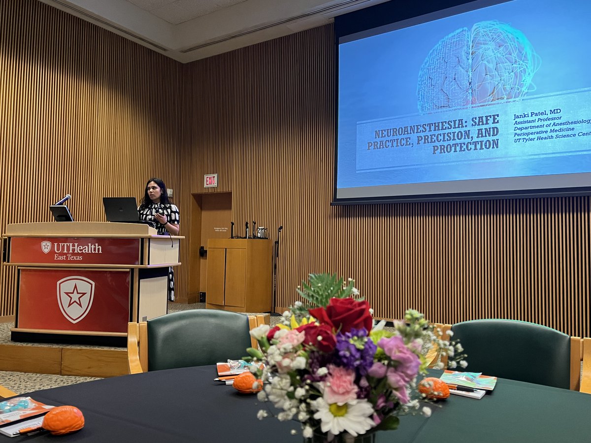 uttyler_anes's tweet image. Two weeks ago our very own Dr. Patel was a speaker at the UT Health East Texas Neuroscience Symposium. Dr. Patel educated attendees on anesthetic considerations for spine and neurosurgical patients!
