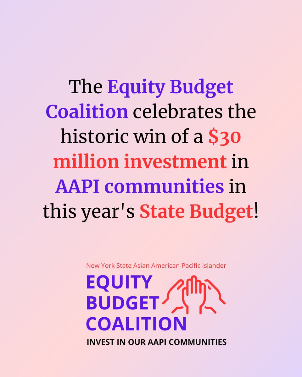 United Chinese Association of Brooklyn, Inc. (@uca_inc) on Twitter photo As members of the Equity Budget Coalition, we would like to express our gratitude to <a href="/GovKathyHochul/">Governor Kathy Hochul</a>, @CarlHeastie + <a href="/AndreaSCousins/">Sen. Stewart-Cousins</a> for restoring the $30 million #AAPIEquityBudget in the New York State Budget. As members of the Equity Budget Coalition, we would like to express our gratitude to <a href="/GovKathyHochul/">Governor Kathy Hochul</a>, @CarlHeastie + <a href="/AndreaSCousins/">Sen. Stewart-Cousins</a> for restoring the $30 million #AAPIEquityBudget in the New York State Budget.