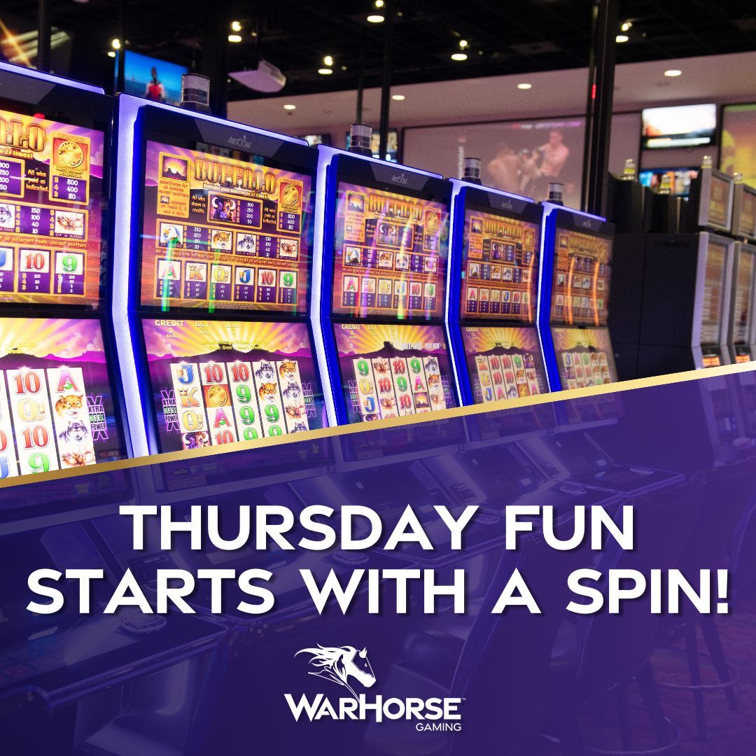 WarHorseOmaha's tweet image. Spin your way into Thursday fun! 💫 Which slot machine has your name on it today?

#SlotThursday #WarHorseCasino #SpinTime #LuckyFeels #ReelFun #SlotLife