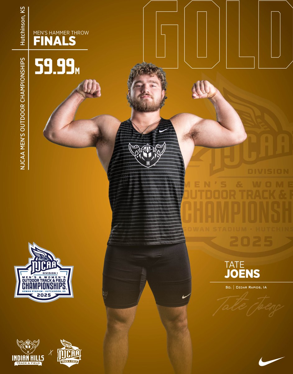 IHCC Athletics (@ihccathletics) on Twitter photo HAMMER TIME! – <a href="/IHCCrunning/">Indian Hills XC/TF</a> throws specialist Tate Joens etched his name in the Warrior record books one more time this afternoon at the <a href="/NJCAAXCTF/">NJCAA Cross Country and Track & Field</a> Outdoor Championships in Hutchinson, KS as the IHCC standout took home top honors in the hammer throw with a school-record toss of HAMMER TIME! – <a href="/IHCCrunning/">Indian Hills XC/TF</a> throws specialist Tate Joens etched his name in the Warrior record books one more time this afternoon at the <a href="/NJCAAXCTF/">NJCAA Cross Country and Track & Field</a> Outdoor Championships in Hutchinson, KS as the IHCC standout took home top honors in the hammer throw with a school-record toss of