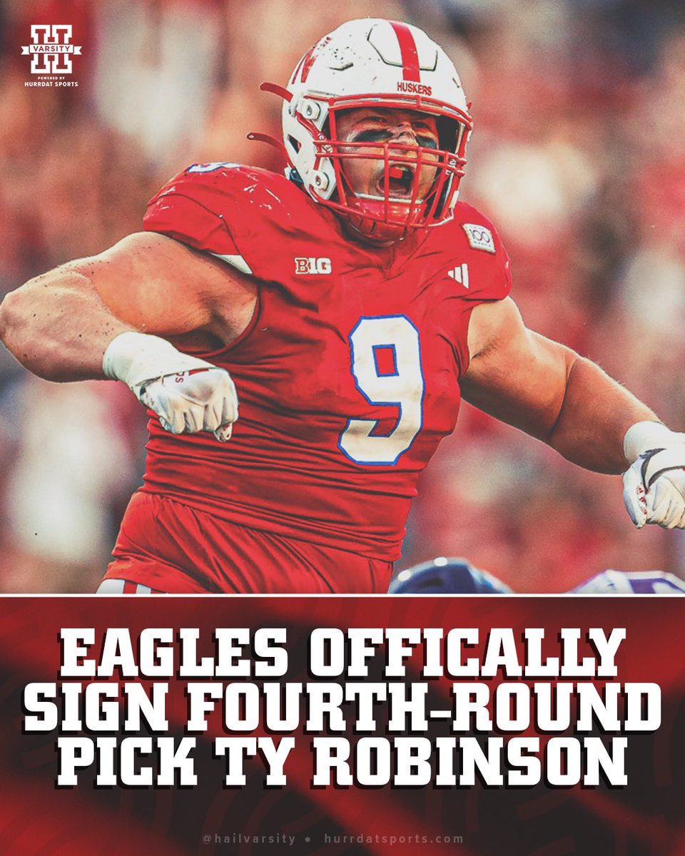 HailVarsity's tweet image. Ty Robinson just inked a four-year deal with the Eagles.
The former Husker DT is officially with the reigning Super Bowl champs.