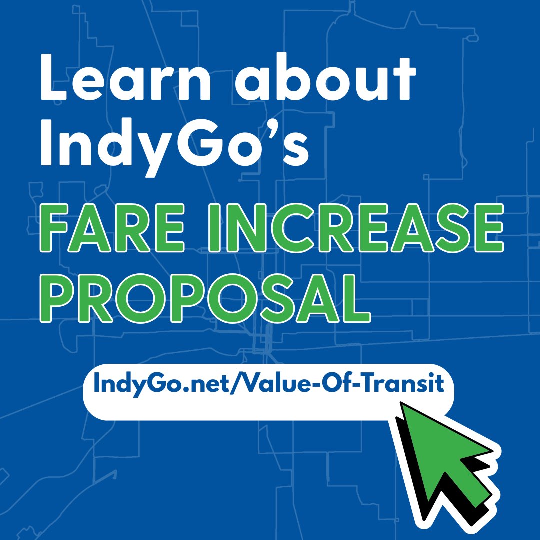 IndyGo has not increased fares in 16 years. However, due to the rising costs of fuel, labor and vehicle maintenance, IndyGo is proposing a fare increase. To learn more about the proposal, visit- indygo.net/indygo-propose…