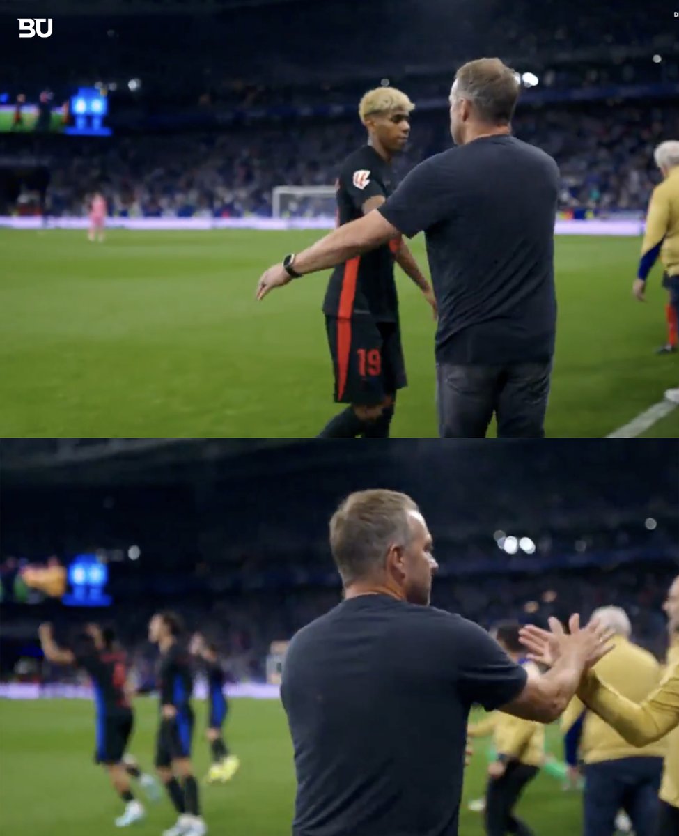 BarcaUniversal's tweet image. Hansi Flick demanded the players to not celebrate on the Espanyol pitch.

Only Lamine Yamal followed his orders. The rest of the squad continued their celebrations after the final whistle. 😳