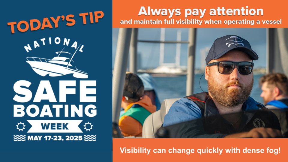 NWSLosAngeles's tweet photo. It's National Safe Boating Week! Dense fog in the coastal waters can rapidly reduce visibility. Always check the forecast before going out, and stay away of weather conditions! #CAwx #NSBC https://t.co/FyCNnKpNnG