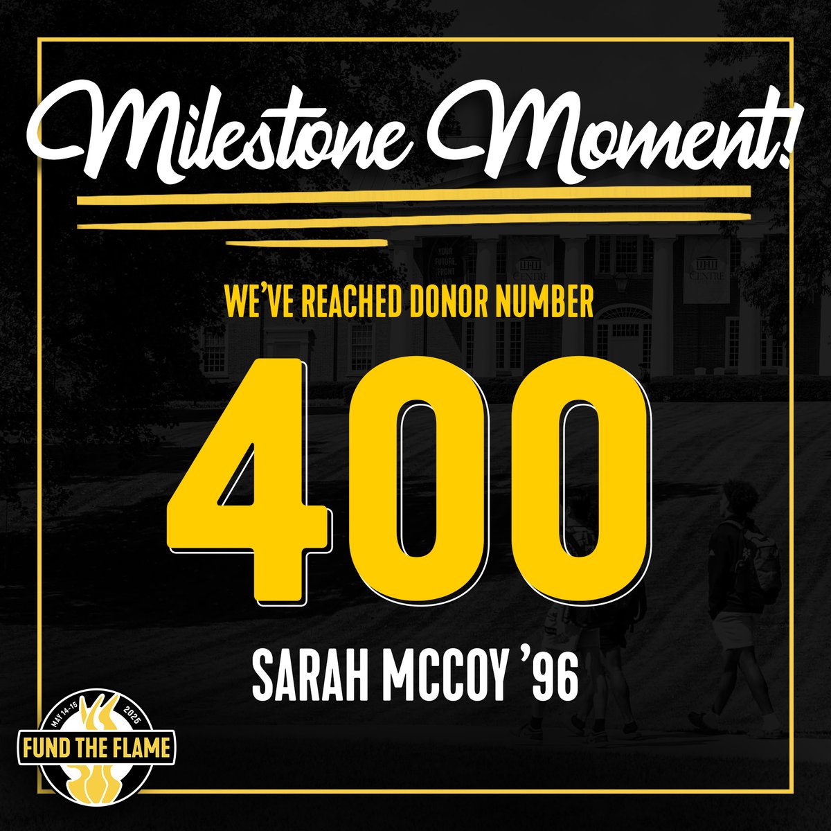 Donor #400! We're getting close to our goal—don't stop now!

givecampus.com/pclmvp