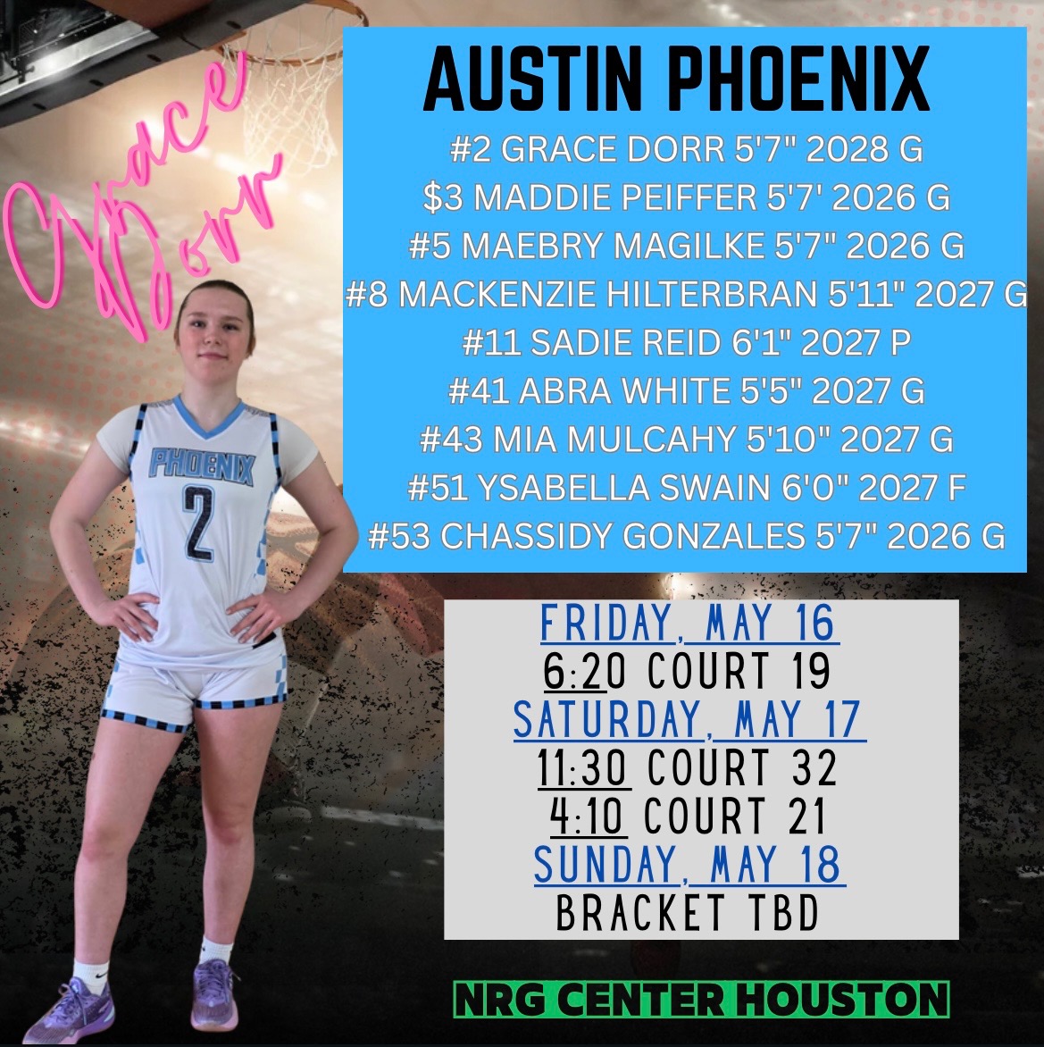 Grace Dorr (@gracedorr2) on Twitter photo Check out my updated schedule ๐๏ธ for #ClashOfTheClans this weekend in Houston at the NRG Center๐ทPlaying with Austin Phoenix 17U
@CoachCMitchel <a href="/BiglerCaitlin/">Caitlin Kriesel-Bigler</a> <a href="/CoachReaves/">Kerri Reaves</a> <a href="/carswell_jolee/">Jolee Carswell</a> <a href="/MinesWBB/">Mines WBB</a> <a href="/WandLBasketball/">W&L Women'sBasketball</a> <a href="/EmoryWBB/">Emory Womenโs Basketball</a> <a href="/Ohio_Basketball/">OhioBasketball.com</a> <a href="/phoenixselect/">Phoenix Select</a> Check out my updated schedule ๐๏ธ for #ClashOfTheClans this weekend in Houston at the NRG Center๐ทPlaying with Austin Phoenix 17U
@CoachCMitchel <a href="/BiglerCaitlin/">Caitlin Kriesel-Bigler</a> <a href="/CoachReaves/">Kerri Reaves</a> <a href="/carswell_jolee/">Jolee Carswell</a> <a href="/MinesWBB/">Mines WBB</a> <a href="/WandLBasketball/">W&L Women'sBasketball</a> <a href="/EmoryWBB/">Emory Womenโs Basketball</a> <a href="/Ohio_Basketball/">OhioBasketball.com</a> <a href="/phoenixselect/">Phoenix Select</a>