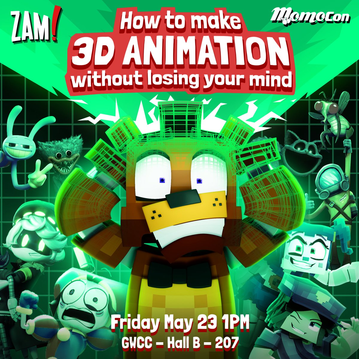 WE'RE GOING TO #MOMOCON! Come see our panel on May 23 @ 1PM!  🎉

We’ll walk you through the 3D animation process—what works, what doesn’t, and how to scream into the void ✨productively.✨

HOPE TO SEE YOU THERE!