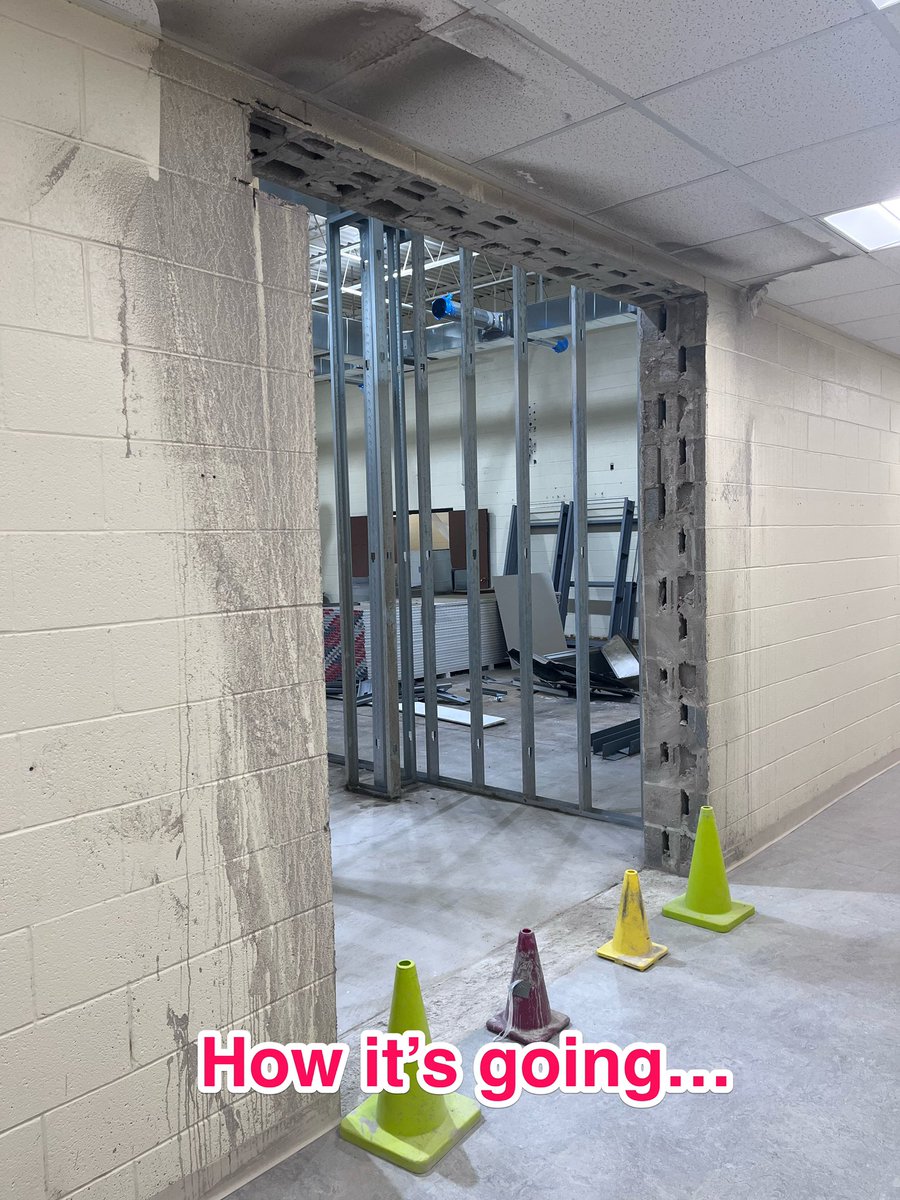 Mandery's tweet photo. In today’s remodel news…. We have a new hallway entrance! #EMwolves https://t.co/ZB1CsEnLNV