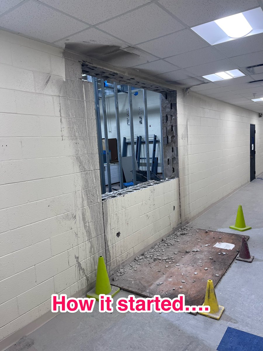 Mandery's tweet photo. In today’s remodel news…. We have a new hallway entrance! #EMwolves https://t.co/ZB1CsEnLNV