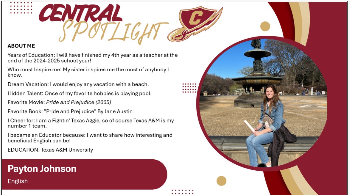 We are excited to share that Payton Johnson will be joining us from Hillwood Middle School for the 2025-2026 school year!  Ms. Johnson will be teaching English at CHS! ⚡️❤️⚡️