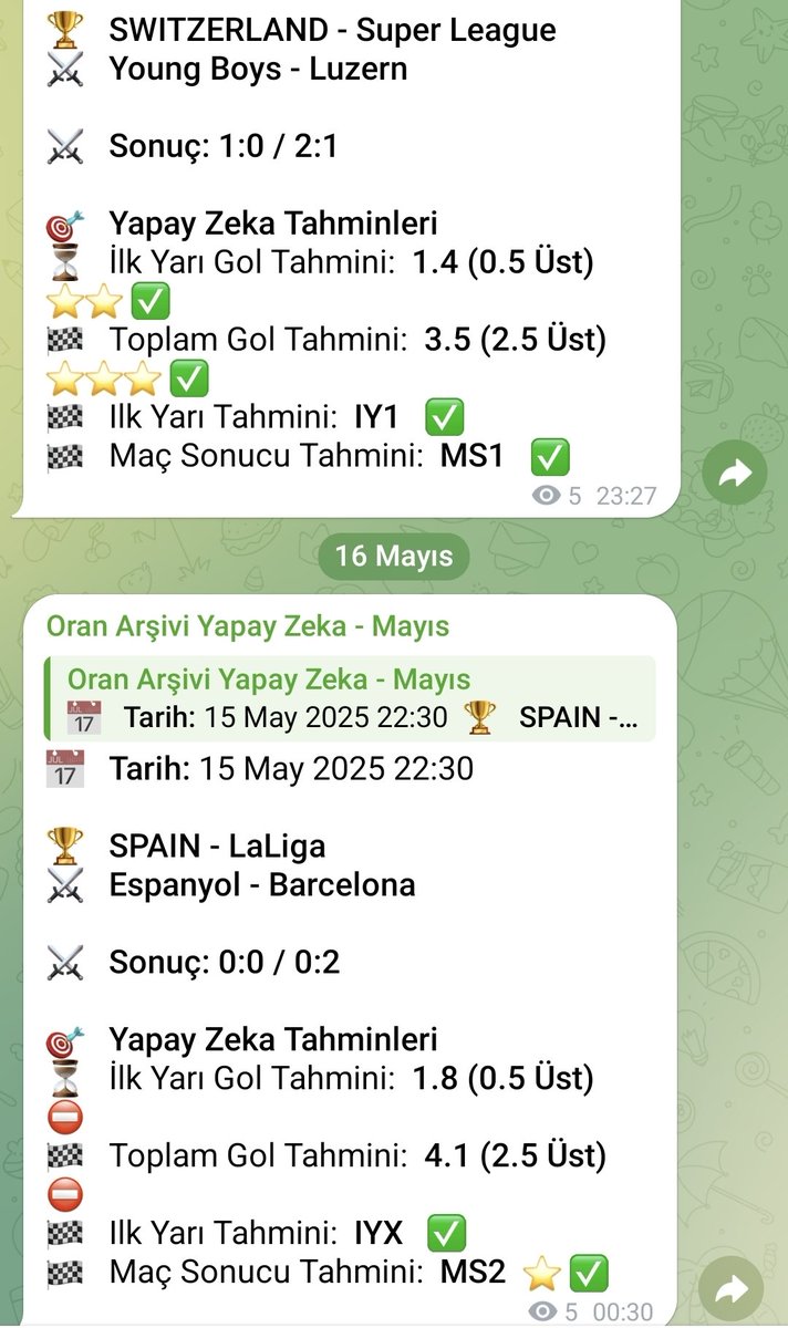 oranarsivi's tweet photo. Yapay Zeka yine bildiğimiz gibi. Üst üste 2 maçta tüm tercihler win 🔥
Katılım ve detaylı bilgi için DM veya TG
https://t.co/fOb8F8nBoI
#Barcelonaespanyol #barcelonafc #Champions #nesin #iddaatahmin https://t.co/bkvlou1YNN