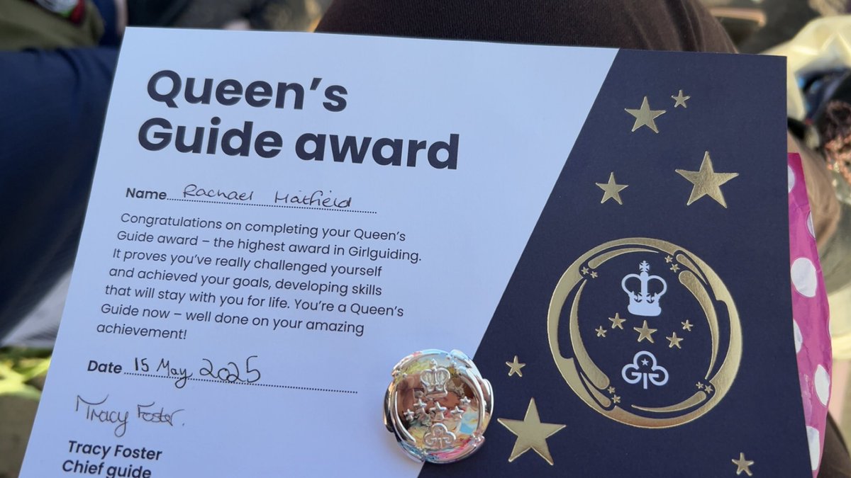 Rachael Ann Hatfield (@rachvolunteers) on Twitter photo Queen’s Guide award= ✅
Tonight, after over 18 months of developing my skills, having an adventures and learning about myself, I was presented with my Queens Guide award by my division commissioner at the end of this evenings unit meeting 💖
<a href="/Girlguiding/">Girlguiding</a> Queen’s Guide award= ✅
Tonight, after over 18 months of developing my skills, having an adventures and learning about myself, I was presented with my Queens Guide award by my division commissioner at the end of this evenings unit meeting 💖
<a href="/Girlguiding/">Girlguiding</a>