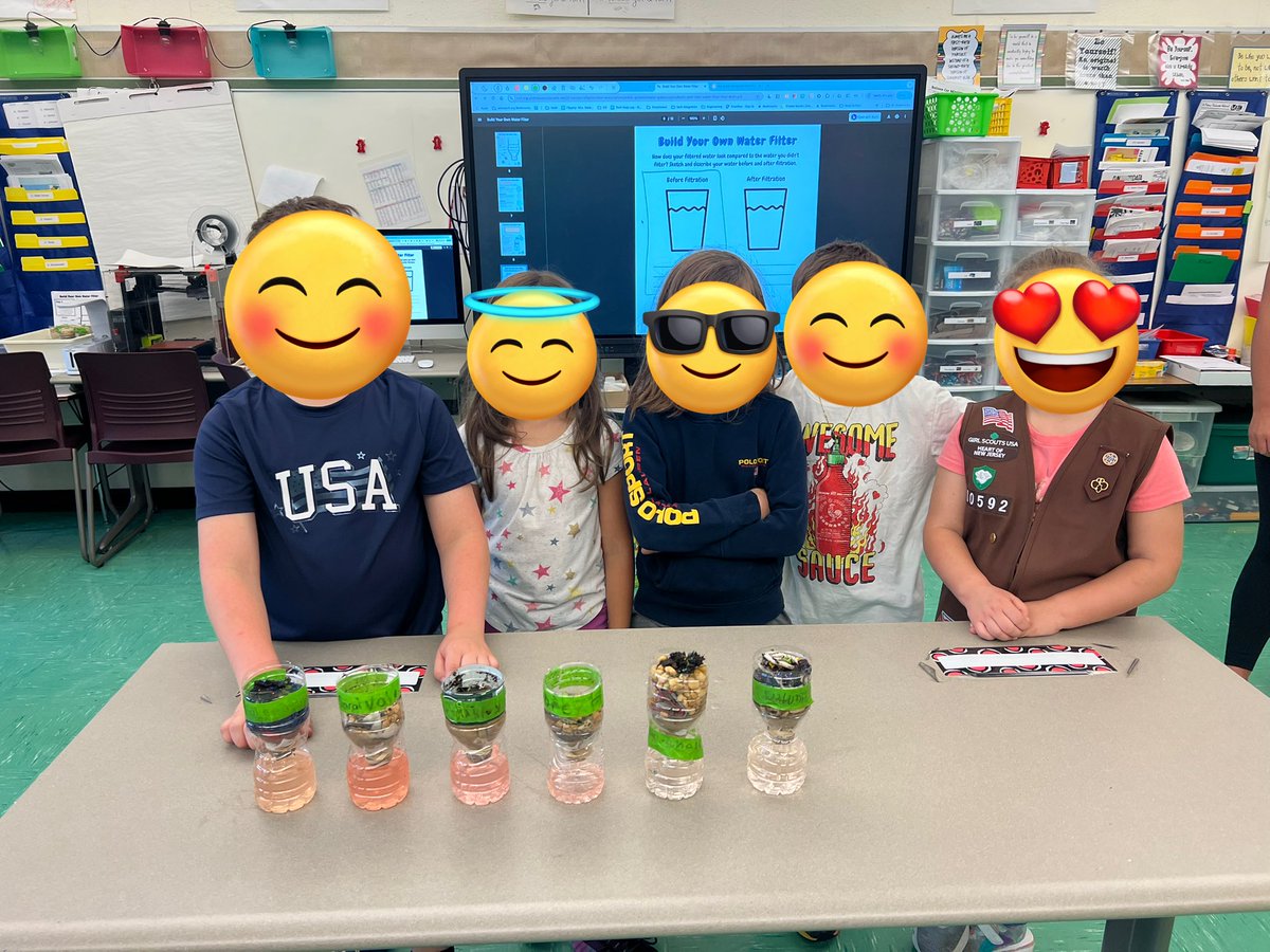 Learning about the importance of  #NJWatersheds in grade 2 #STEM while designing our own filtration system.