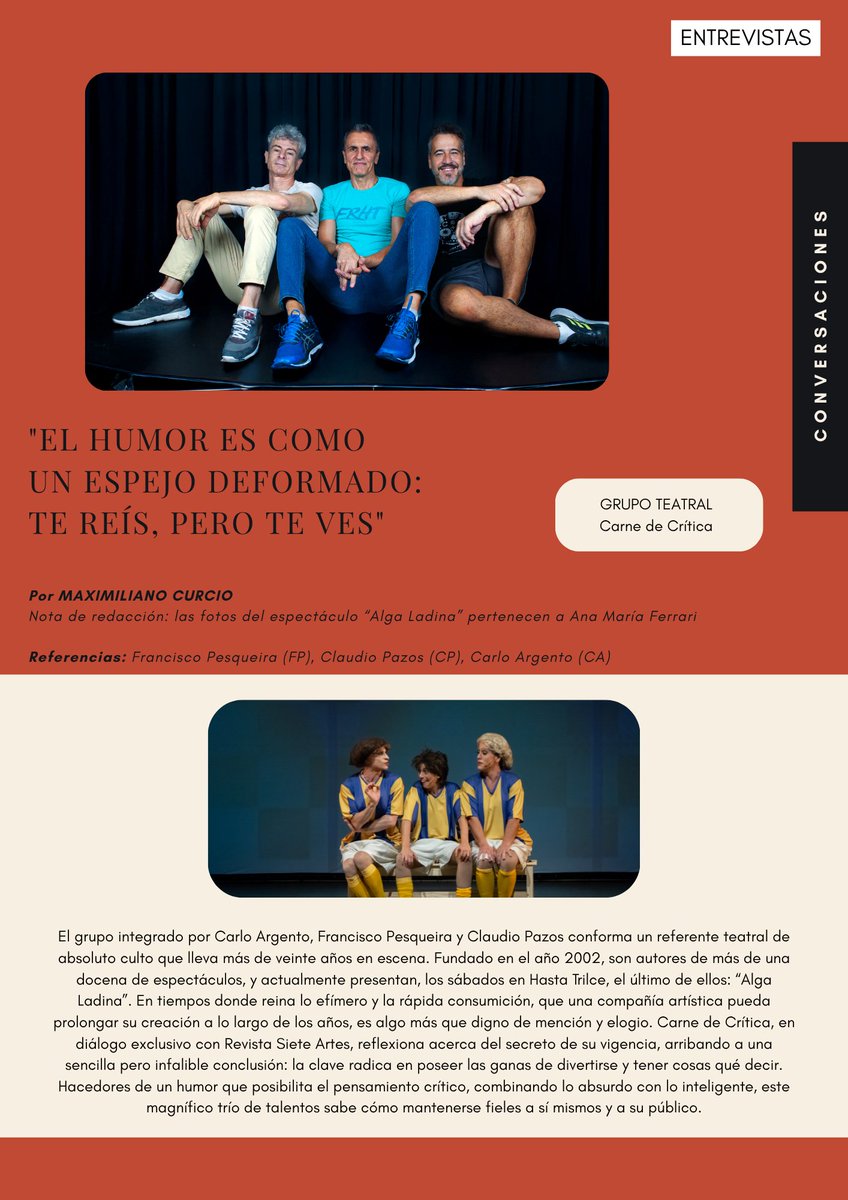 Entrevistas / <a href="/Revista7Artes/">Revista Siete Artes</a> 

Gracias Carne de Crítica!

#teatro #buenosaires

Descargala gratis y leela completa: behance.net/RevistaSieteAr…