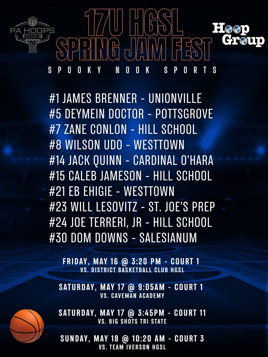 Coach Sauer (@coachgsauer) on Twitter photo College coaches, here is the roster & schedule for <a href="/PAHoopsAcademy/">PA Hoops Academy</a> 17U HGSL in <a href="/TheHoopGroup/">Hoop Group</a> Spring Jam Fest up at Spooky Nook this weekend College coaches, here is the roster & schedule for <a href="/PAHoopsAcademy/">PA Hoops Academy</a> 17U HGSL in <a href="/TheHoopGroup/">Hoop Group</a> Spring Jam Fest up at Spooky Nook this weekend