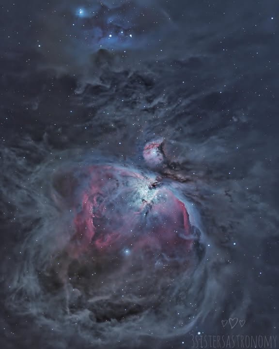 Celestron's tweet photo. 🌟 The #OrionNebula (#M42) always steals the show—and @3sistersastronomy captured it in style with their #CPC11" + #Fastar setup. Just 54 seconds of RGB and a bit over an hour of H-alpha at f/1.9 revealed all this captivating detail. 🎨✨ https://t.co/joWkcxkGFz