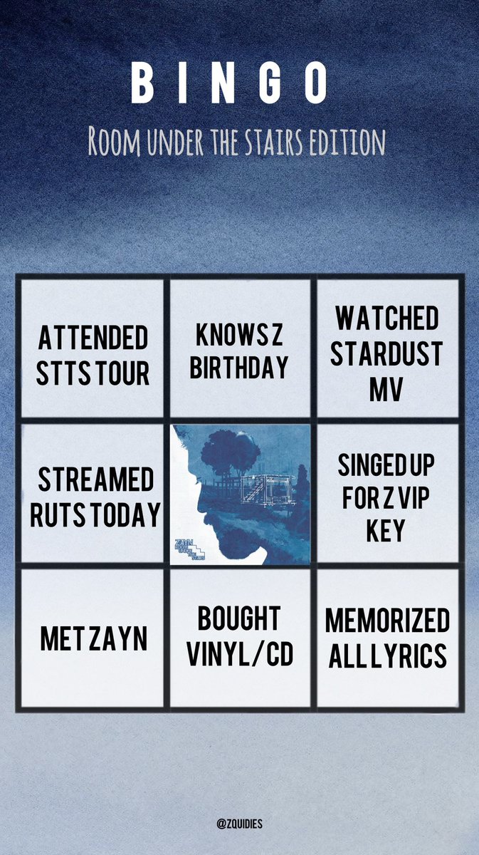 ZQUAD! This Saturday Room under the stairs will be one! While you are streaming RUTS, try to get a bingo #1YearOfRUTS