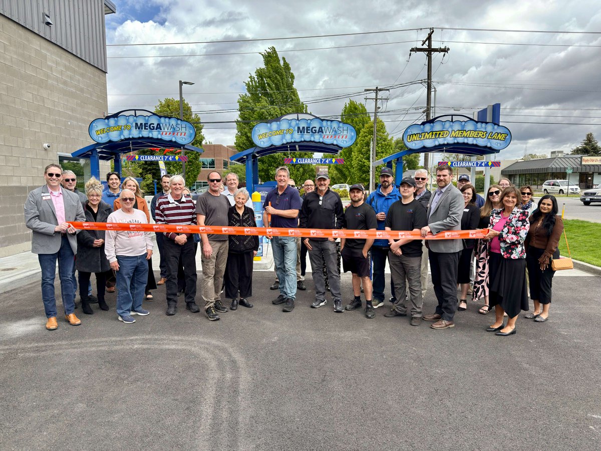 Ribbon cut and engines clean! Mega Wash Express Car Wash is now open in Spokane Valley.

Congrats to the team—stop by and check out their unlimited membership options.

#RibbonCutting #ValleyChamber #SupportLocal