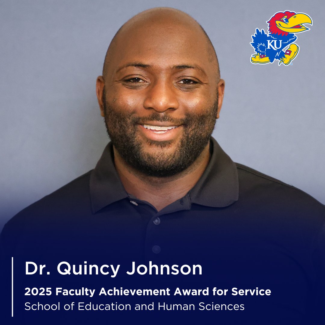 🎉Congrats to Dr. Quincy Johnson for being awarded the 2025 Faculty Achievement Award for Service for SOEHS!

Dr. Johnson's dedication to KU, his students, and the field, is remarkable. We are so proud of everything you do, thank you for your continued service!👏