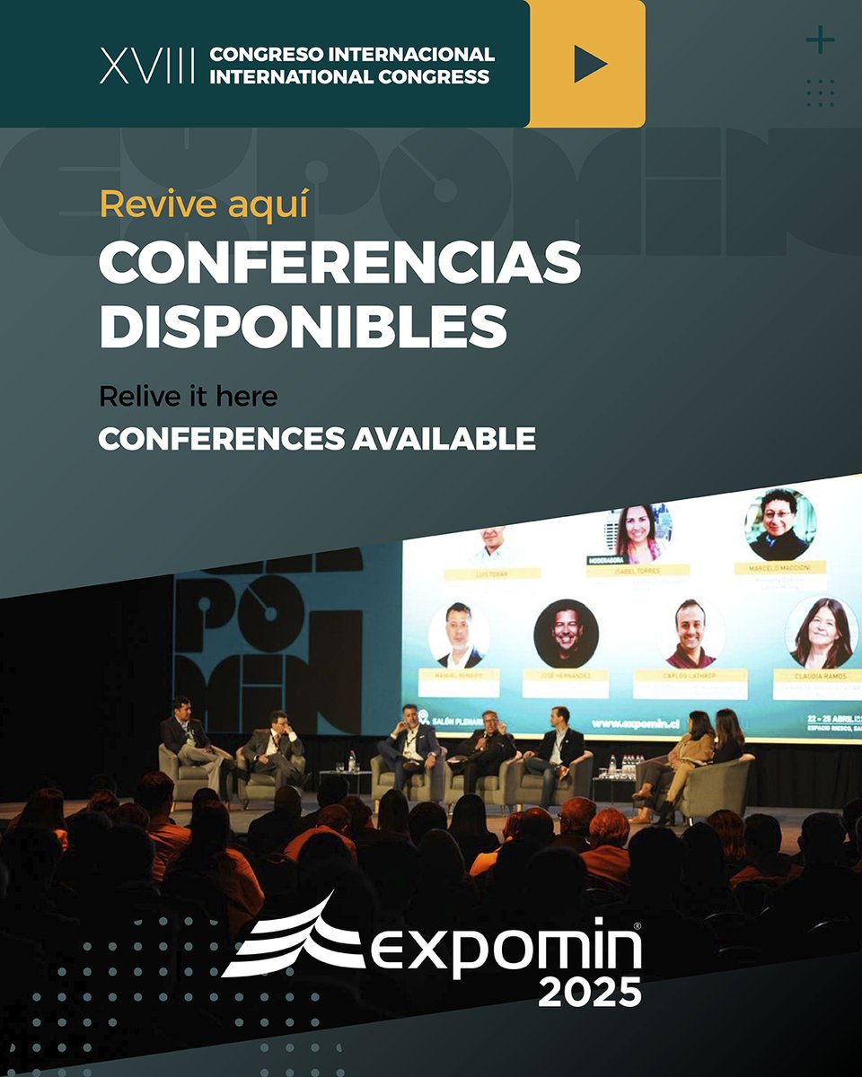 🎥 ¡Ya están disponibles las conferencias del Congreso Internacional de <a href="/ExpominOFICIAL/">Expomin</a> 2025!

Revive los principales debates, análisis y propuestas que marcaron la agenda minera de Latinoamérica.

Con más de 160 speakers y 39 seminarios, el Congreso reunió a líderes públicos,
