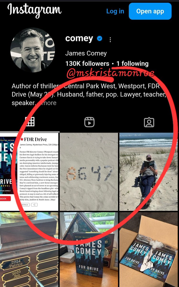 MsKristaMonroe's tweet image. So James Comey—the disgraced former FBI Director Trump fired—just posted “8647” spelled out in seashells on his Instagram.
In case you live under a rock, here's the not-so-cryptic translation:
86 = eliminate. 47 = Trump.
This is a blatant threat from a man who once weaponized…